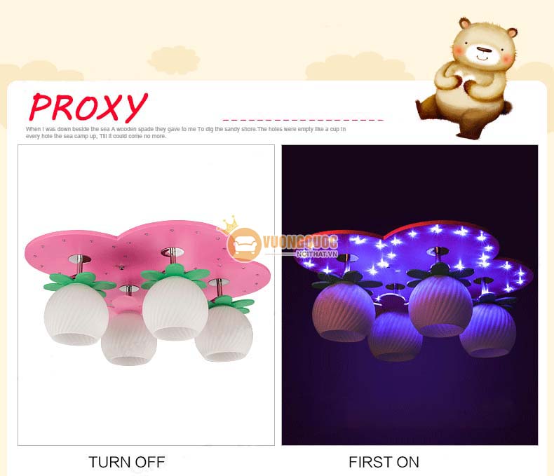 Đèn ốp trần cho bé màu hồng dễ thương uhs111-7